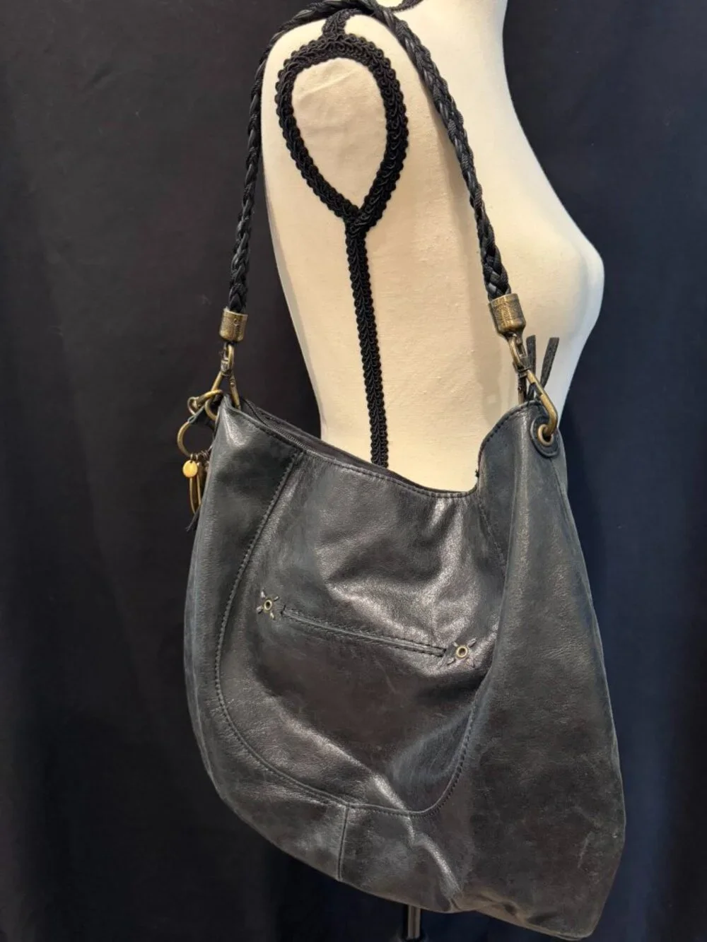 The Sak Black Leather Hobo Shoulder Bag